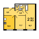Планировки 2-комнатные квартиры серии ПИК-2